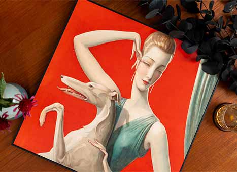 Obrazy – Elegant Woman and Afghan Hound z Wladyslaw Benda
