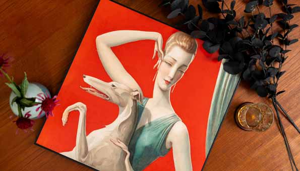 Obrazy – Elegant Woman and Afghan Hound z Wladyslaw Benda
